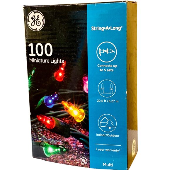 GE 100 Miniature Lights String-A-Long Multicolor Christmas Indoor/Outdoor NEW - Picture 3 of 6